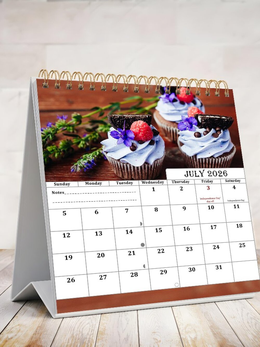 2026-2027 18 Months Standing Flip Desk Calendar Desktop Planner (Cupcakes)